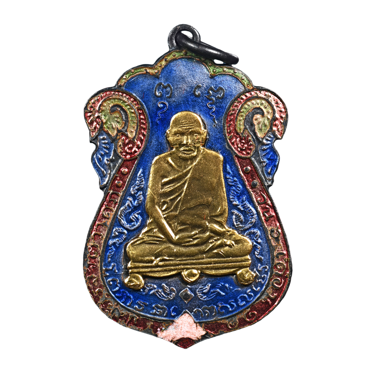 AML6606290009 เหรียญหลวงปู่เอี่ยม วัดหนัง ปี 2467 หลังยันต์สี่ พิมพ์สี่จุด เนื้อทองแดงรมดำ ลงยา หน้ากากทอง AML6606290009 เหรียญหลวงปู่เอี่ยม วัดหนัง ปี 2467 หลังยันต์สี่ พิมพ์สี่จุด เนื้อทองแดงรมดำ ลงยา หน้ากากทอง