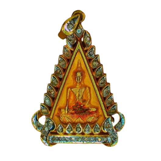 AML6703160035 พระสมเด็จ พิมพ์นางพญา หลังปรมาภิไธย สก.  ปี2535 เนื้อทองคำ กรอบฝังเพชร 