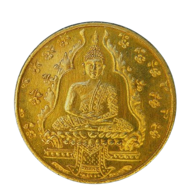 AML68121720367 เหรียญพระแก้วมรกต บล๊อคเจนนีวา  ปี2475 เนื้อทองแดงกะไหล่ทอง 