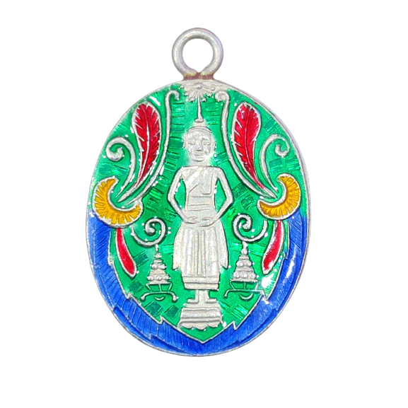 AML6602200001 เหรียญหลวงพ่อบ้านแหลม ปี 2460  เนื้อนิกเกิลผสม ลงยา 